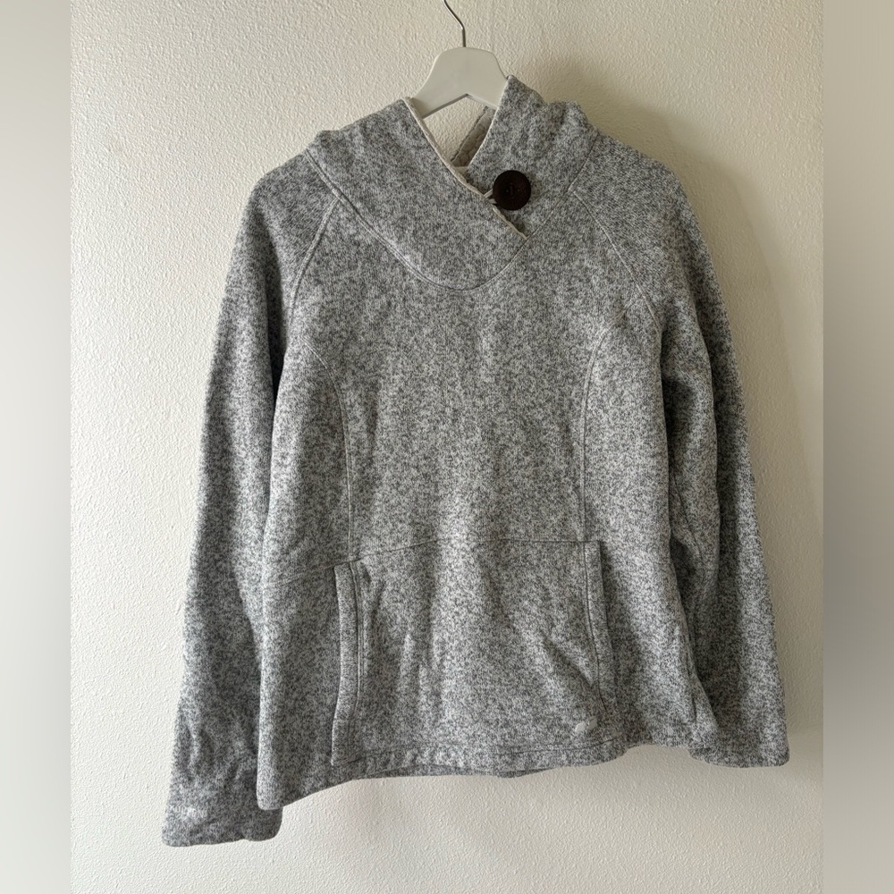 Koppen Womens  Size LRG Green Knit Pullover W/ Fleece Hoodie Kangaroo Pocket